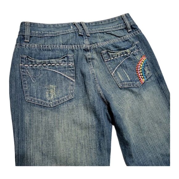 SMASH Vintage Denim Jeans Size 13 Blue Rainbow Embroidery Distressed - Picture 6 of 10